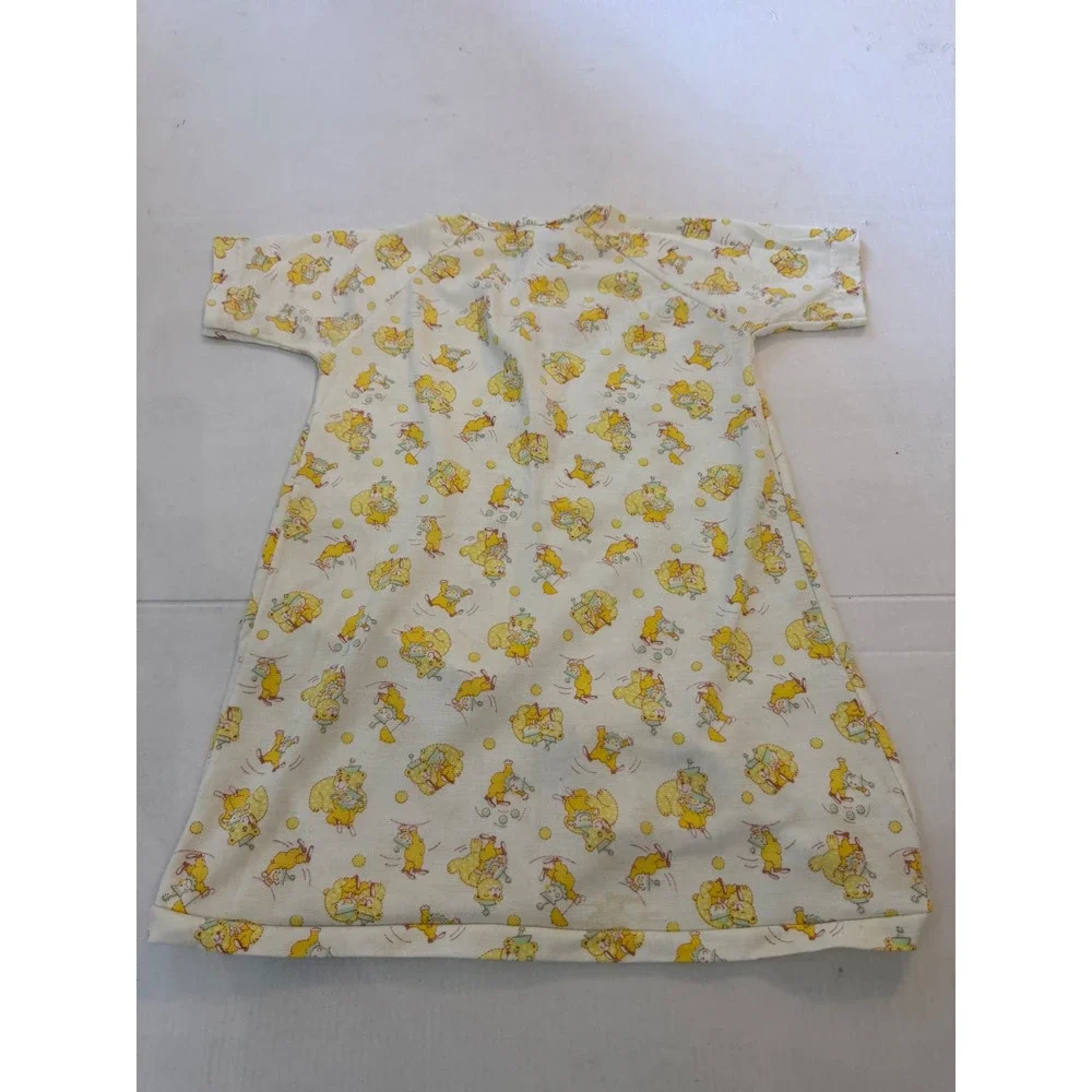 Vintage Carters Baby Gown Layette Yellow animal Print Short Sleeve USA